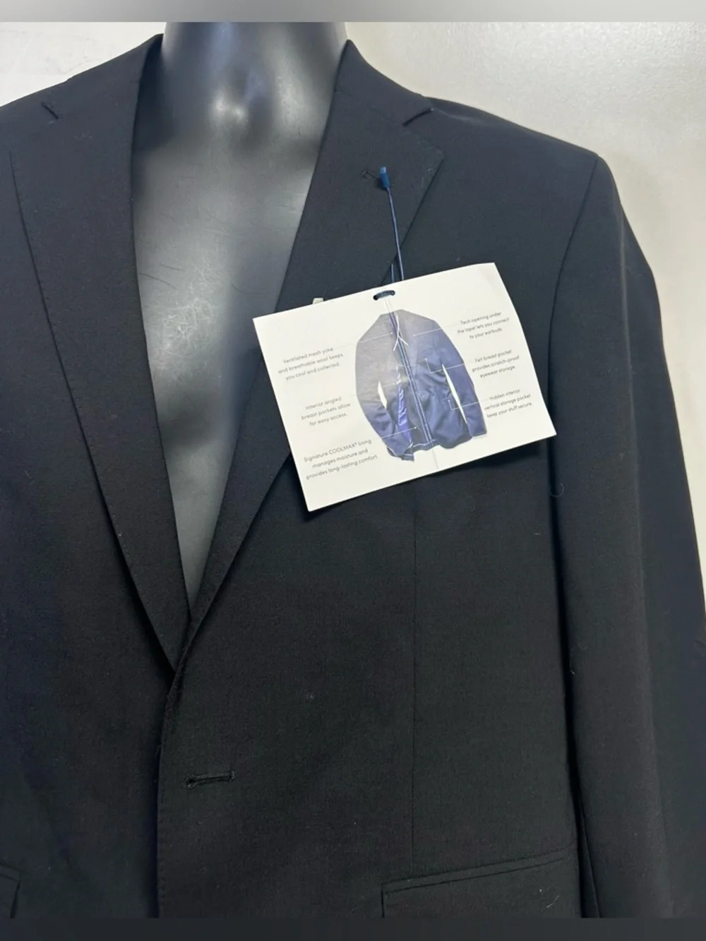 Kenneth Cole Reaction Men's Slim-Fit Stretch Black Grand OS Suit Jacket NWT